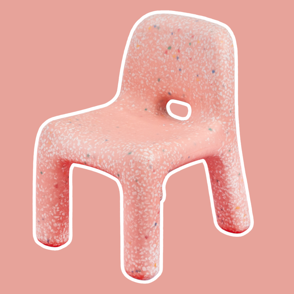 Pink textured chair on a pink background