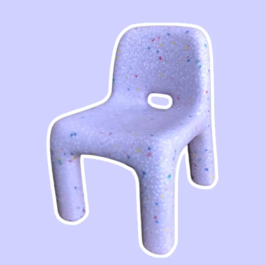 Children's chair with a textured surface on a purple background