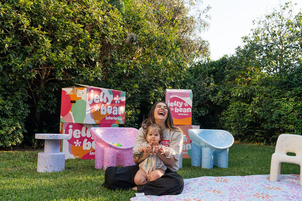 Sarah, founder of Jellybean Interiors, with daughter Layla