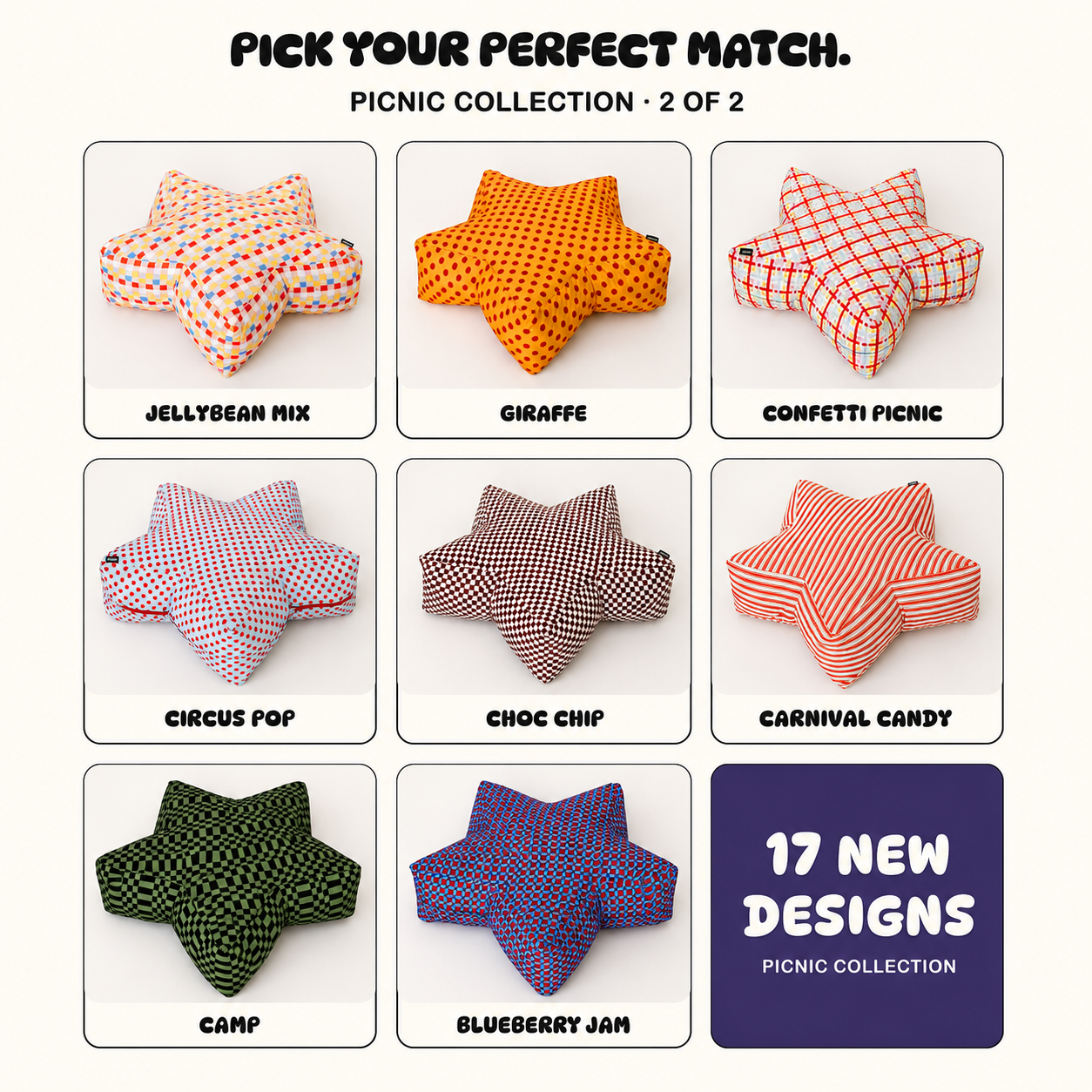 Picnic Collection SuperStar Crash Pad colours, page 2 of 2