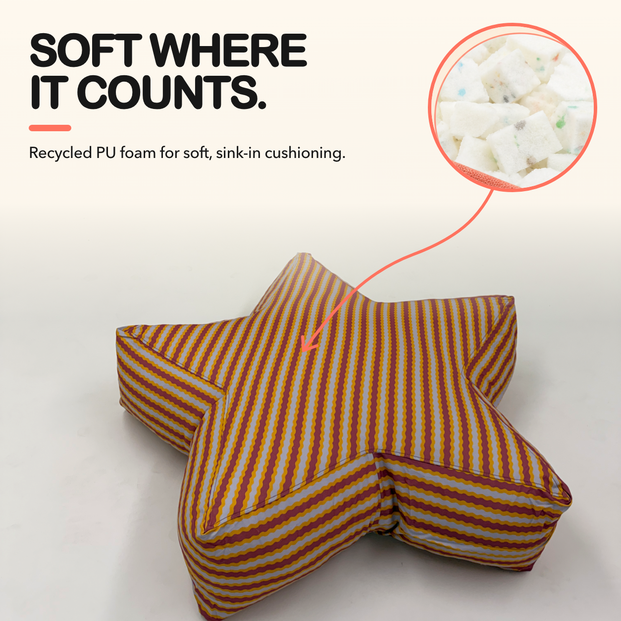 Medium SuperStar Crash Pad with recycled PU foam detail