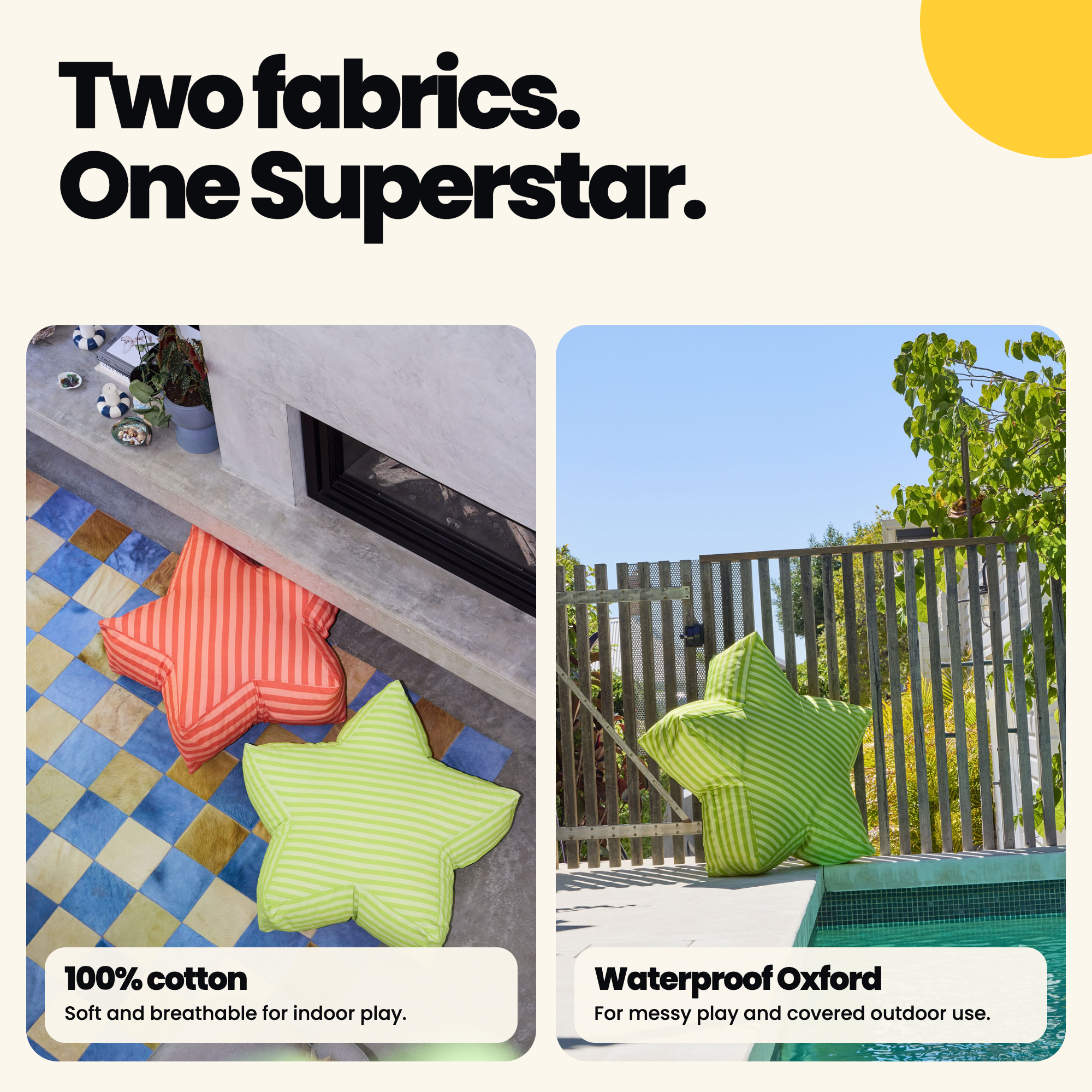 Cotton and waterproof Oxford Medium SuperStar covers shown side by side
